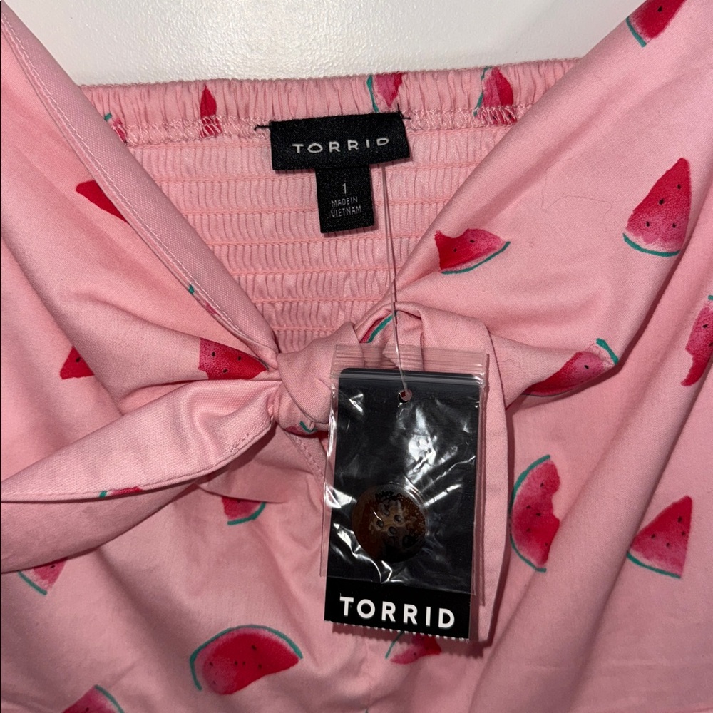 Torrid Retro Pink Watermelon Poplin Mini Skater Dress - Picture 5 of 7